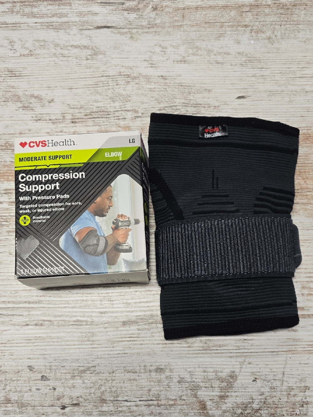 CVS Health Black Compression Elbow Support with Pressure Pads